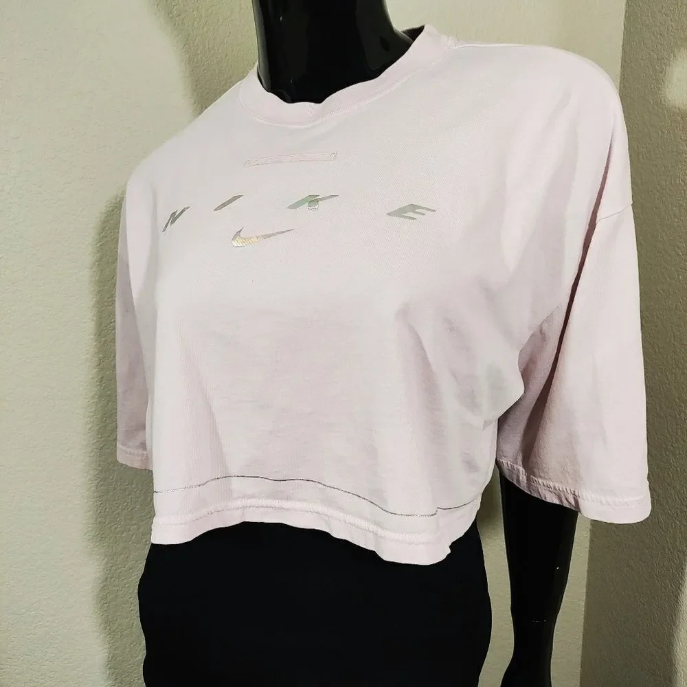 Nike Women's Pink Short Sleeve Cropped Top #7
